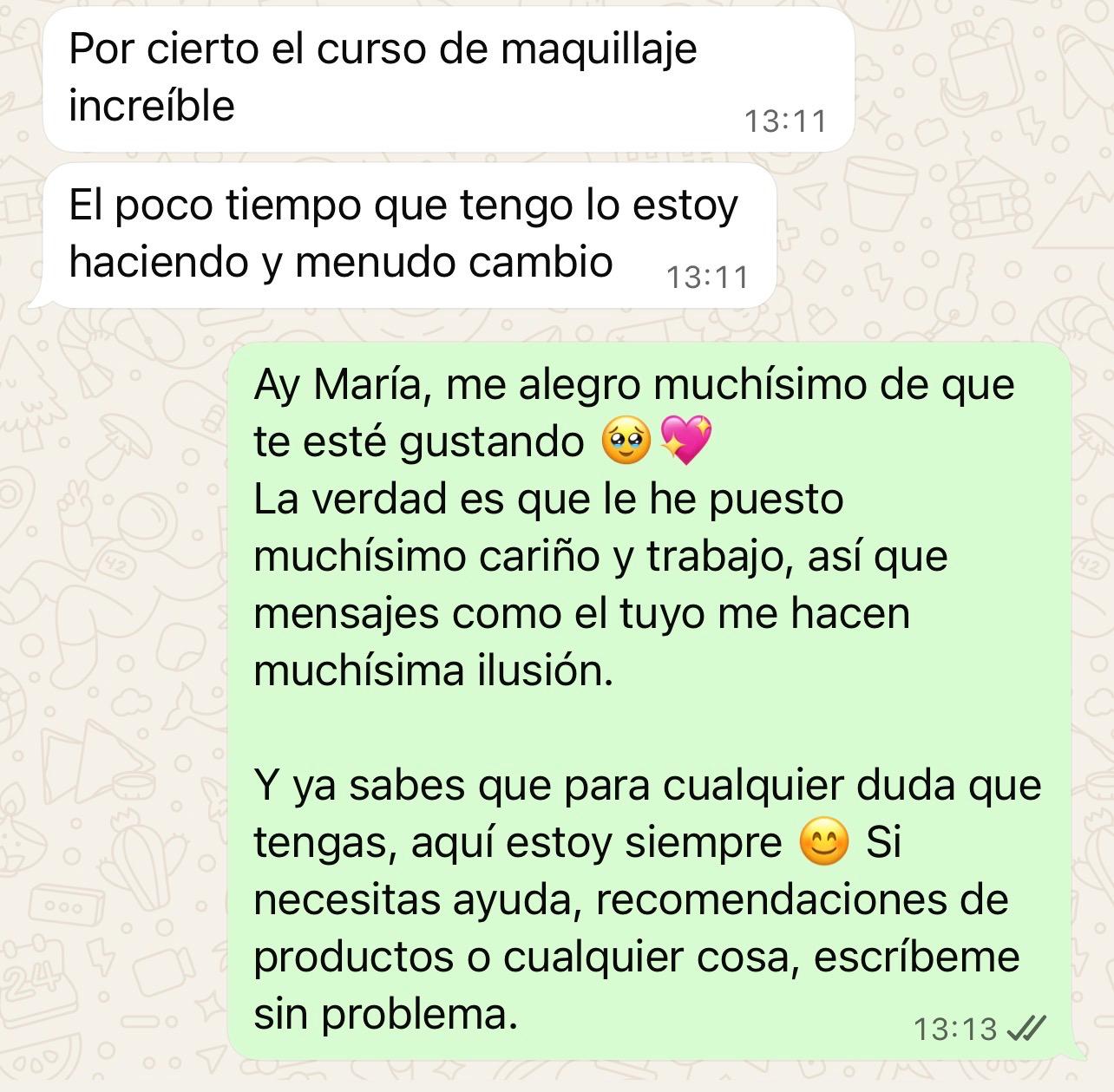 Reseña real de María sobre el curso de maquillaje de Margarita